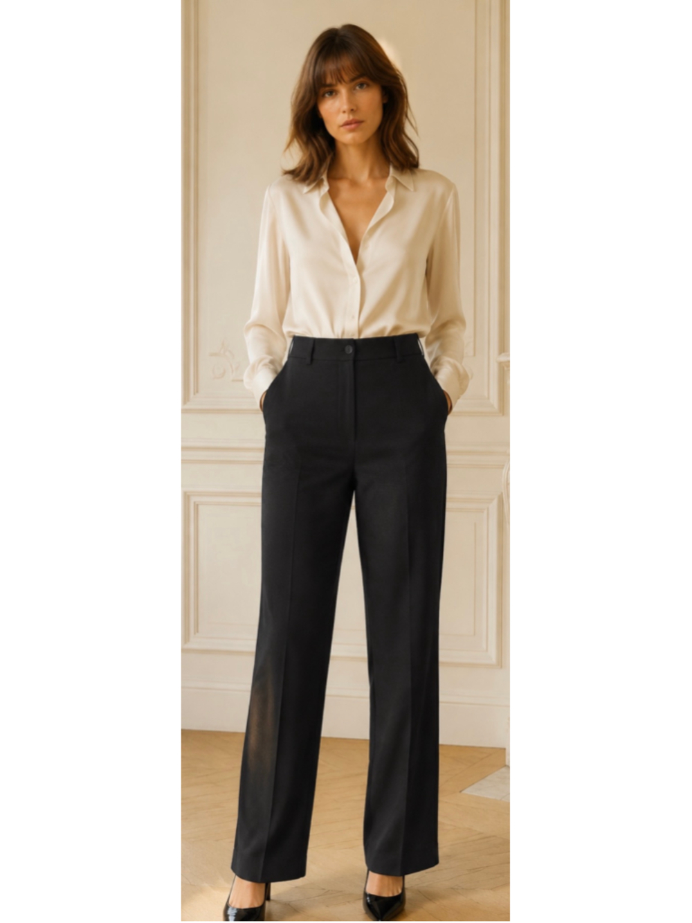 Giorgio Armani Black Linen Trousers Size 10/46 Italy Classic Luxury